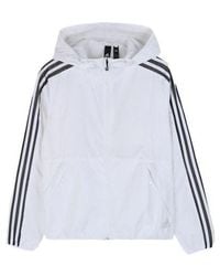 adidas - (Wmns) Plaid Applique Windtight Hooded Jacket Coat - Lyst