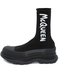 McQueen - Graffiti Knit Tread Slick Boots - Lyst