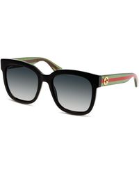 Gucci - Square Large Red Green Webbing Square Frame Sunglasses - Lyst