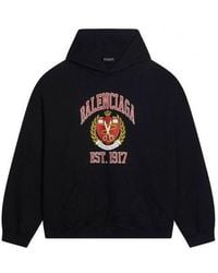 Balenciaga - Est. 1917 College Logo Print Hoodie Wide Fit - Lyst