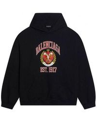 Balenciaga - Est. 1917 College Logo Print Hoodie Wide Fit - Lyst
