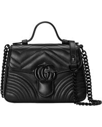 Gucci - Mini Leather Gg Marmont Top-Handle Bag - Lyst