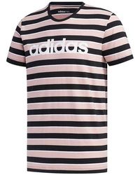 adidas - Neo Esntl Lg S T3 Logo Printing Stripe Sports Short Sleeve T-Shirt - Lyst
