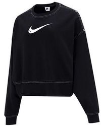 Nike - Sportswear Swoosh Logo Embroidered Loose Knit Short Round Neck Pullover Hoodie - Lyst
