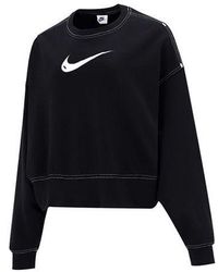 Nike - (Wmns) Sportswear Swoosh Logo Embroidered Loose Knit Short Round Neck Pullover Hoodie - Lyst