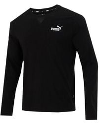 PUMA - Logo Print Training Sports Breathable Round Neck Long Sleeve T Shirt S - Lyst