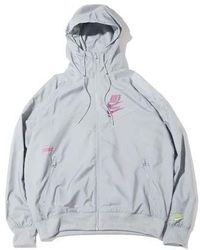 Nike - Sportswear Sport Essentials Logo Printing Woven Breathable Hooded Jacket Gray - Lyst