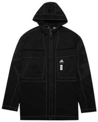 adidas - Solid Color Full-Zip Hooded Jacket - Lyst