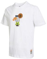 Nike - Logo Plant Pattern Cartoon Printing Round Neck Casual Short Sleeve White T-shirt - Lyst