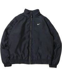 Nike - Solid Color Long Sleeves Stand Collar Jacket Black - Lyst
