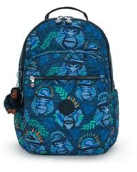 Kipling - Backpack Seoul Lap Blue Monkey Fun Large - Lyst
