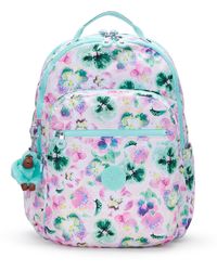 Kipling - Backpack Seoul Lap Aqua Blossom Large - Lyst