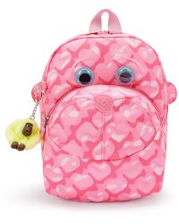 Kipling - Backpack Faster Pink Palm Small - Lyst