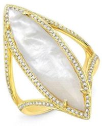 Anne Sisteron 14kt Yellow Gold Mother Of Pearl Diamond Celeste Ring - Metallic