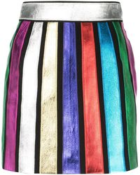 The Attico Nappa Leather Rainbow Striped Mini Skirt - Multicolour