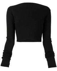 Proenza Schouler Cropped Rib Knit Sweater - Black