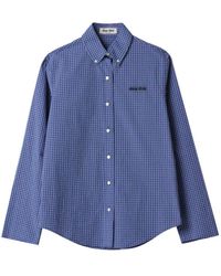 Miu Miu - Check Cotton Shirt - Lyst