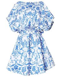 Carolina Herrera - Short-sleeve Gathered Mini Dress - Lyst
