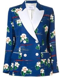 Lyst Blue Lauren In Ralph Jacket Bomber Hawaii Satin Polo eYDH9IE2W