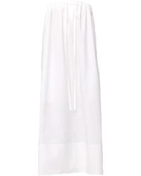 Another Tomorrow Strapless Front Tie Dress - White