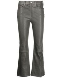 FRAME Le Crop Mini Boot Leather Pant - Grey