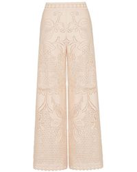 Valentino - Floral-embroidered Trousers - Lyst