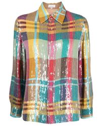 Ashish + Button-down Checked Sequin-embellished Shirt