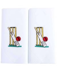 David Van Hagen Embroidered Cricket Handkerchief - White