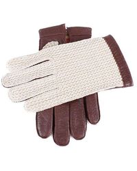 Mens Dents Chester Leather Suede Side Knit Walking Gloves