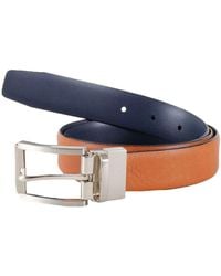 Mens Accessories Belts for Men Ted Baker Leather Reva Reversible Texture Belt in Tan Blue 