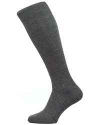 Pantherella Naish Rib Over The Calf Merino Wool Socks - Grey