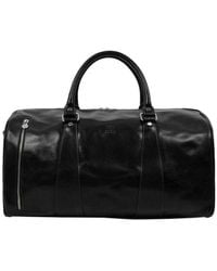 Time Resistance Wise Leather Duffle Bag - Black