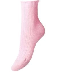 Pantherella Tabitha Rib Cashmere Socks - Pink