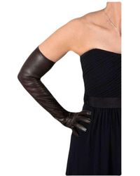 Dents Polly Long Leather Gloves - Black