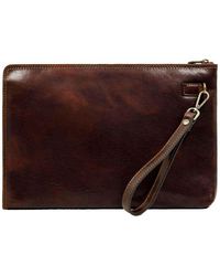 Time Resistance Brothers Large Leather Clutch Purse - Brown
