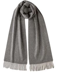 Johnstons of Elgin Fringed Cashmere Scarf in Natural Womens Accessories Scarves and mufflers 