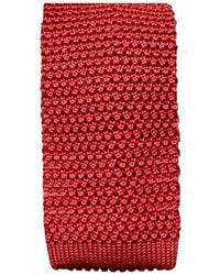 KJ Beckett Silk Knitted Tie - Red