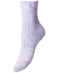 Pantherella Tabitha Rib Cashmere Socks - Purple