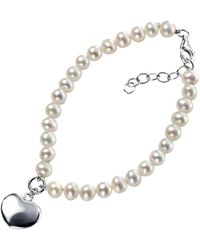 Elements Silver Freshwater Pearl Puff Heart Bracelet - Metallic