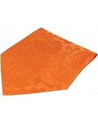 David Van Hagen Paisley Silk Pocket Square - Orange