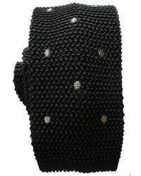 KJ Beckett Spotted Knitted Tie - Black