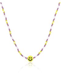 Elli Halskette Halskette 925 Silber Glas Beads Multi-Color Bunt Smiley Emoji Kinder - Mettallic