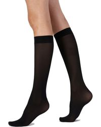 Pretty Polly Basic Opaques 40D Knee Highs with Silk Finish - Schwarz