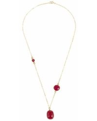 Gemshine Halskette mit Anhänger Rubine und 3-D Rubin - Weiß