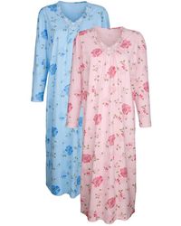 Harmony Nachthemd mit floraler Spitze Rosé/Blau - Mehrfarbig