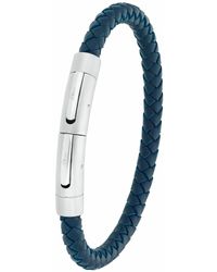 S.oliver Armband Armband für Herren, Leder, Edelstahl - Blau