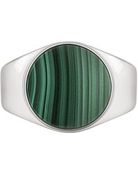 Caï Ring 925/- Sterling Silber Malachit grün Glänzend 2,50ct Weiß