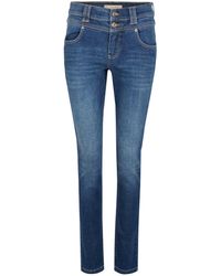 ANGELS Skinny-fit-Jeans 'Skinny Button' in Uni-Design - Blau