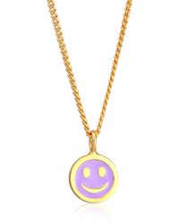 Elli Halskette Kids Smiley Emoji Emaille Plättchen 925 Silber - Mettallic