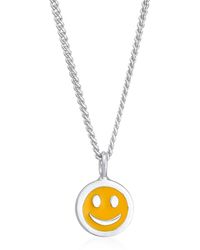 Elli Halskette Kids Smiley Emoji Emaille Plättchen 925 - Mettallic